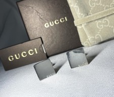 Autentici [Rari] Gemelli Gucci Marca Logo Quadrato Argento Sterling SV925
