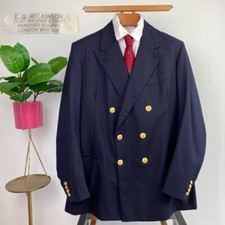 Giacca militare doppiopetto BESPOKE (42/44L) blu navy + bottone oro LG Wilkinson