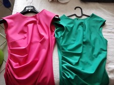 Abito Midi Rinascimento interi fucsia e verde perfetti Made in Italy TG L 2 Pz