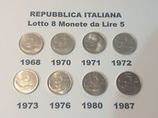Repubblica Italiana Lotto di 8 Monete da 5 Lire (M10)