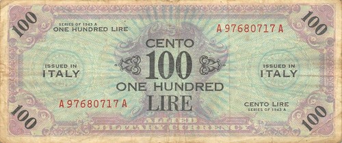 Italia 100 lire serie del - italia, 1943