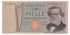 1000 LIRE GIUSEPPE VERDI II°  TIPO DECR  25 - 03 - 1969