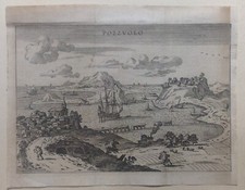Stampa antica veduta pozzuoli - antica,
