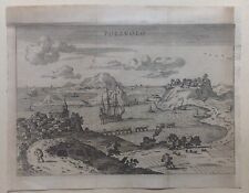 Stampa Antica Veduta Pozzuoli Scoto 1699