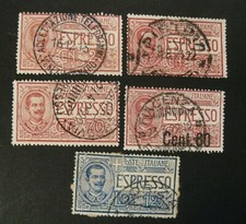 ITALIA, ITALY REGNO 1903-26 "Lotto di differenti Espressi del Periodo" 5 V. USED