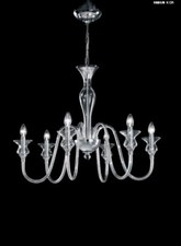 Lampadario candelabro in vetro di Murano trasparente cristallo 6 luci Sylcom
