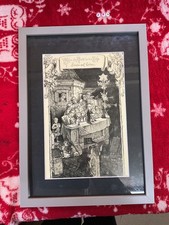 Rara stampa artistica incorniciata 1870, CANTI DI NATALE di ADRIAN LUDWIG, UNA STAMPA GABER