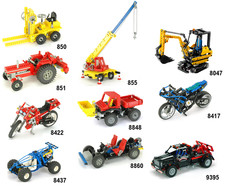 Lotto 10 Lego Technic Vintage - 850/851/855/8047/8417/8422/8437/8848/8860/9395