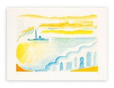 Litografia a colori numerata firmata a mano Virgilio Guidi Venezia italian art