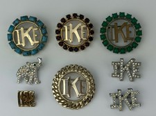 VTG 8 Brooch Lot Ike President Dwight Eisenhower Rhinestone Republican 1950s