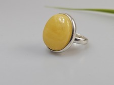 Anello ambra bianca argento