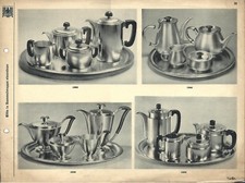 Stampa antica ARGENTERIA SERVIZI TE' CAFFE' ARGENTO Pl 30 1935 Old Antique print