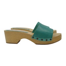 Clogs in vero legno e pelle da