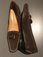 Scarpe donna in pelle scamosciata colore marrone tg.41 tacco 4 cm