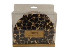 POCHETTE IN VELLUTO LEOPARDATO TROUSSE COSMETICI PROFUMI TRUCCHI VIAGGIO CM 19