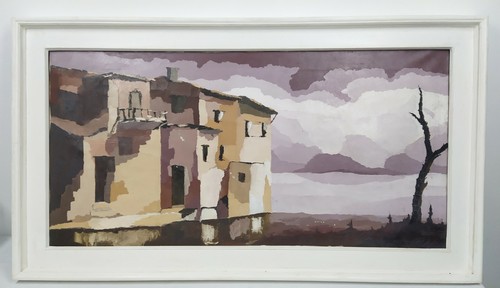 Dipinto paesaggio lacustre - dipinto,