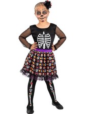 Costume da scheletro di Catrina del Giorno dei Morti per Bambina Halloween