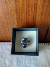 Anello Donna -  Argento 925  con pietre  blu - NUOVO - Bigiotteria -