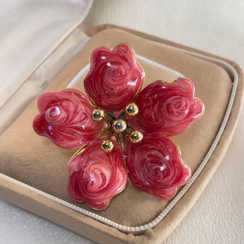 Spilla vintage smaltata fiore