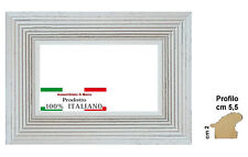 Cornice in legno Bianca shabby rigata per quadri,foto,stampe. Spessore cm 5,5