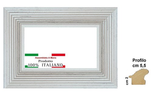 Cornice bianca shabby rigata - bianca,
