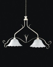 lampadario bilancia2 luci spada classic ferro battuto vetri decorato a smerlo