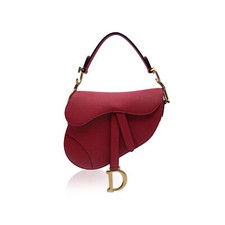 Autentica borsa Christian Dior mini sella in pelle rossa con tracolla