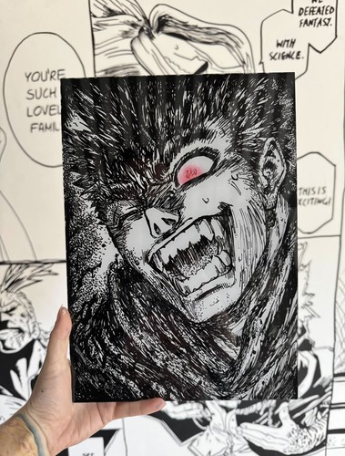 Guts berserk anime glass - a4,