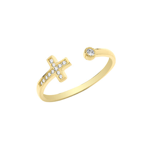 Anello con croce - anello, giallo