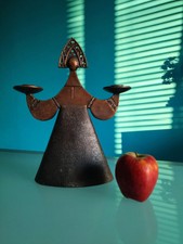 Bjorn Wiinblad Portacandele, vintage russo, metallo colore rame, altezza 29 cm.