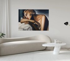 QUADRO MODERNO DIPINTO A MANO OLIO SU TELA Tamara de Lempicka –La Dormiente