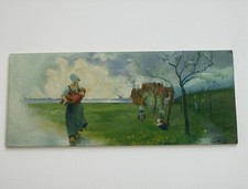 Vecchio dipinto di Aldo Tomei Paesaggio campestre