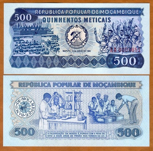 Mozambico 500 meticais 1980 - meticais,,