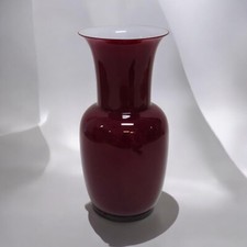 VENINI (TOMASO BUZZI) Vaso in vetro artistico 14"h vintage con piedi/fusi/firmato (1986/MCM)