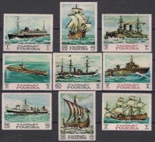 Fujeira 1968 Navi Portaerei Barche Trasporto Guerra Vela 9v perf MNH