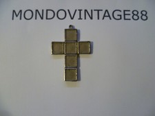 CROCIFISSO IN METALLO VINTAGE 6 X 4,2 CM BASE X SMALTO MOSAICO LABORATORIO