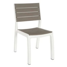 Sedia Da Esterno Senza Braccioli In Resina Effetto Legno Bianca e Marrone Keter