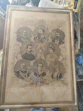 Stampa incorniciata "Gli Augusti di Savoia" marzo 1882