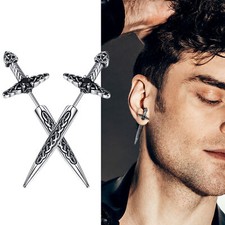 Orecchini Punk Vichingo Nodo Celtico Spada Pugnale Acciaio Inox Gioielli Gotici