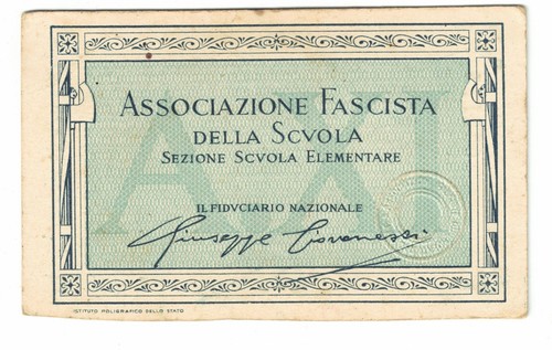 Tessera associazione fascista - tessera-,
