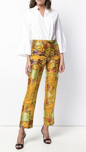 Pantaloni jacquard floreali