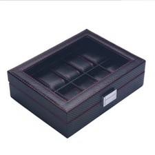 Scatola porta 10 Orologi CARBONIO Scatola Custodia valigetta box orologi Nero