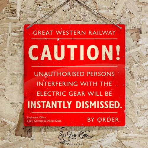 Insegna metallo gwr - insegna, caution