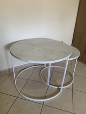 Tavolino componibile da salotto - giardino 70 cm, bianco. Coppia di tavolini.