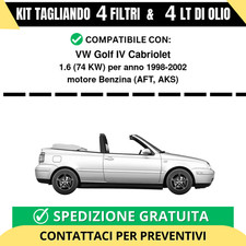 Tagliando per VW Golf IV Cabriolet 1.6 74 kw Benzina 1998-2002 - 4 Lt di olio...