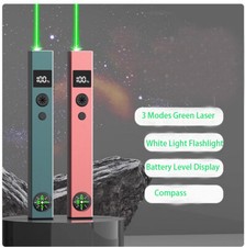 Puntatore laser verde ricaricabile USB C con luce bianca + bussola + display alimentazione