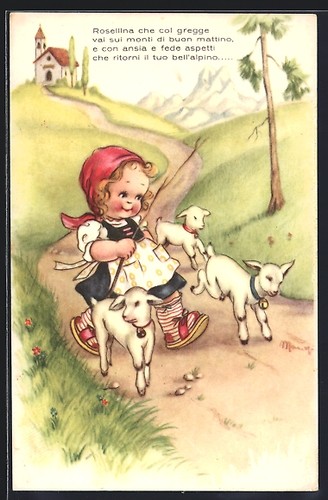 Cartolina artista ragazza - d'artista,
