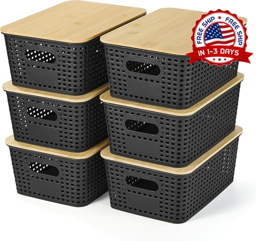 Cestas plasticas tapa bambu