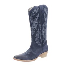 883 Stivali Texani In Suede Blu - Taglia 36 Scarpe Donna Stivali