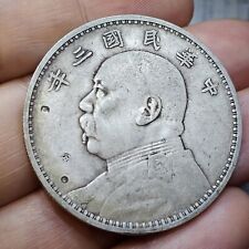 Cina China Republic 1  Dollar Yuan 1914 Fatman Chopmarks Shi Kai Silver GENUINE 